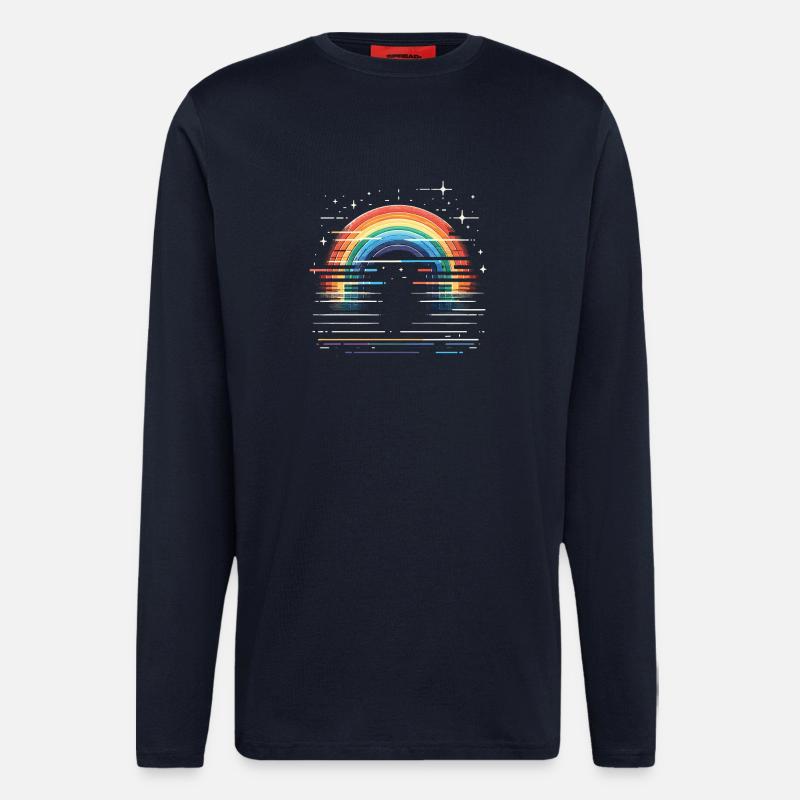 Regenbogen Stern Glitzer - Langarmshirt - made by SPREAD  - DARK NAVY