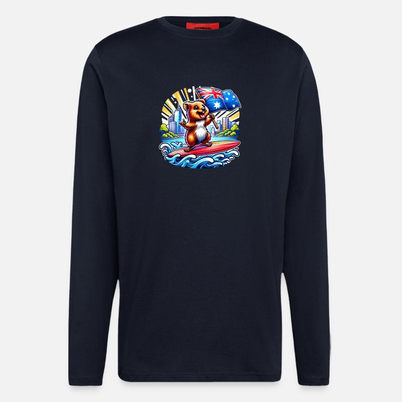 Quokka Australien Surfing Design - Langarmshirt - made by SPREAD  - DARK NAVY