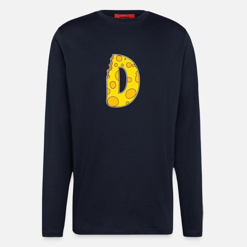 Buchstabe D - Anfangsbuchstabe D - Käse Motiv - Langarmshirt - made by SPREAD  - DARK NAVY
