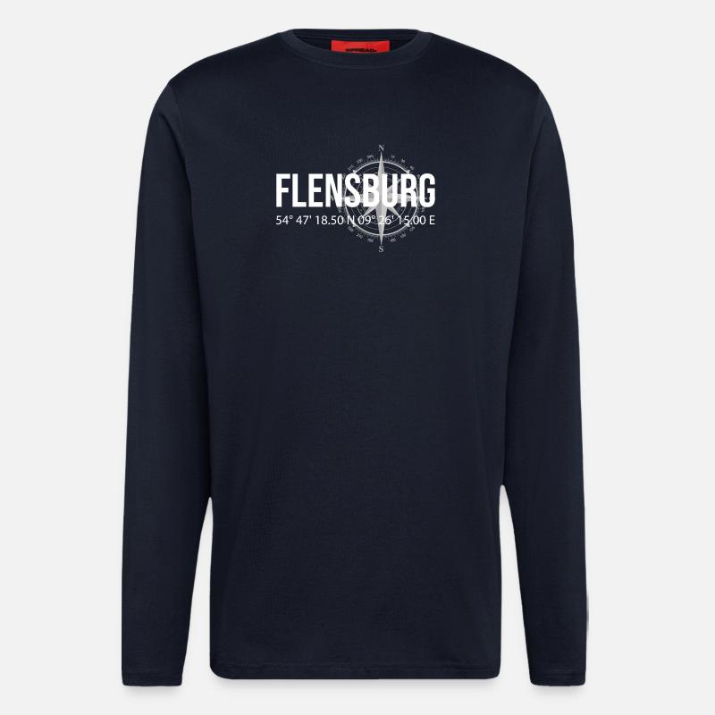 Koordinaten Flensburg - Langarmshirt - made by SPREAD  - DARK NAVY