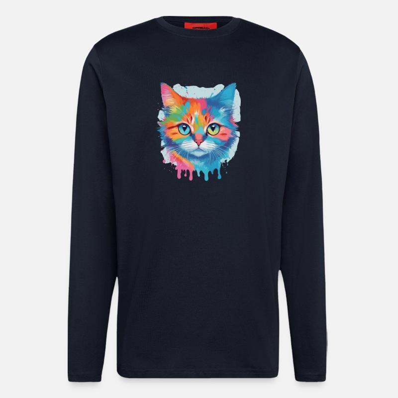 Niedliche Katze - Langarmshirt - made by SPREAD  - DARK NAVY