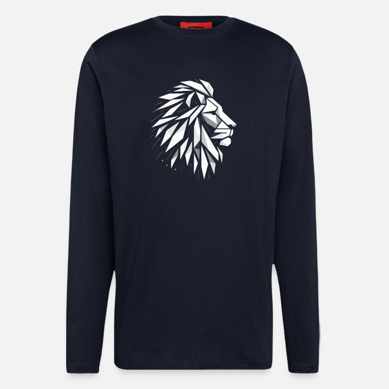 Löwenkopf Polygonkunst - Langarmshirt - made by SPREAD  - DARK NAVY