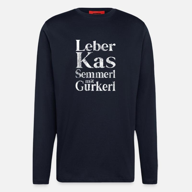 Leberkas Semmerl mit Gurkerl – Dialekt - Langarmshirt - made by SPREAD  - DARK NAVY
