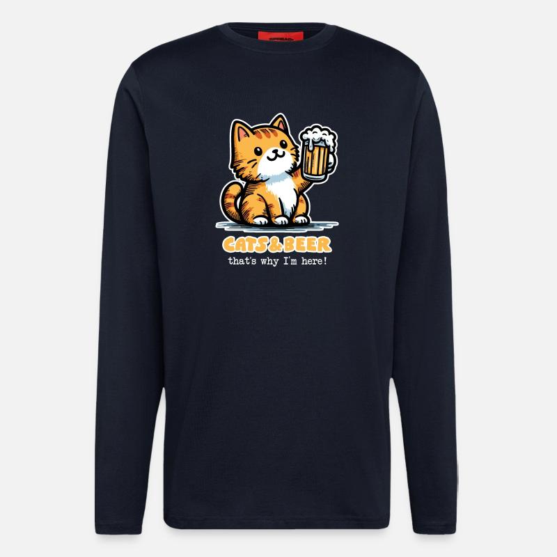 Katzen und Bier 2 (dunkel) - Langarmshirt - made by SPREAD - DARK NAVY