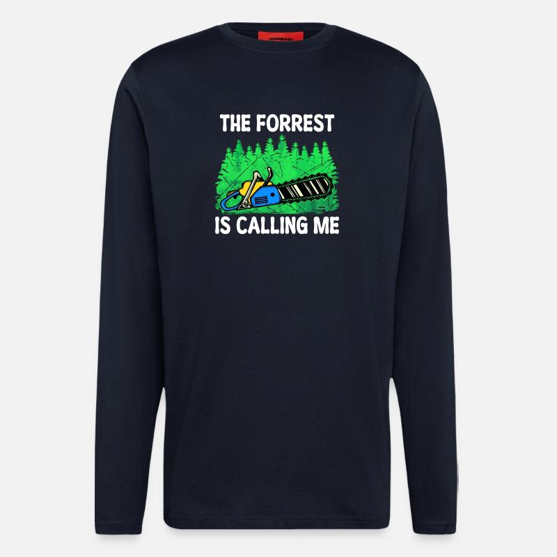 Tronçonneuse déclaration boiseries arbre bûcheron - Manches longues bio décontracté fabriqué en UE - DARK NAVY
