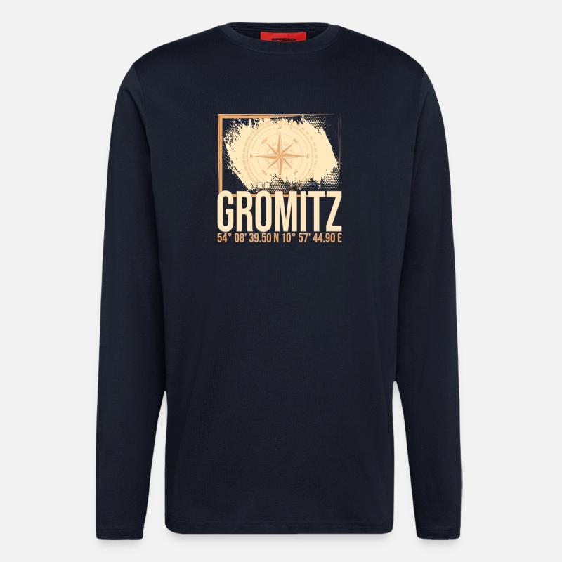 Grömitz Koordinaten - Langarmshirt - made by SPREAD  - DARK NAVY