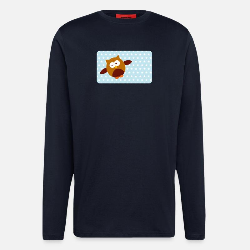 Lustige Eule mit Sternchen blau | personalisierbar - Langarmshirt - made by SPREAD  - DARK NAVY