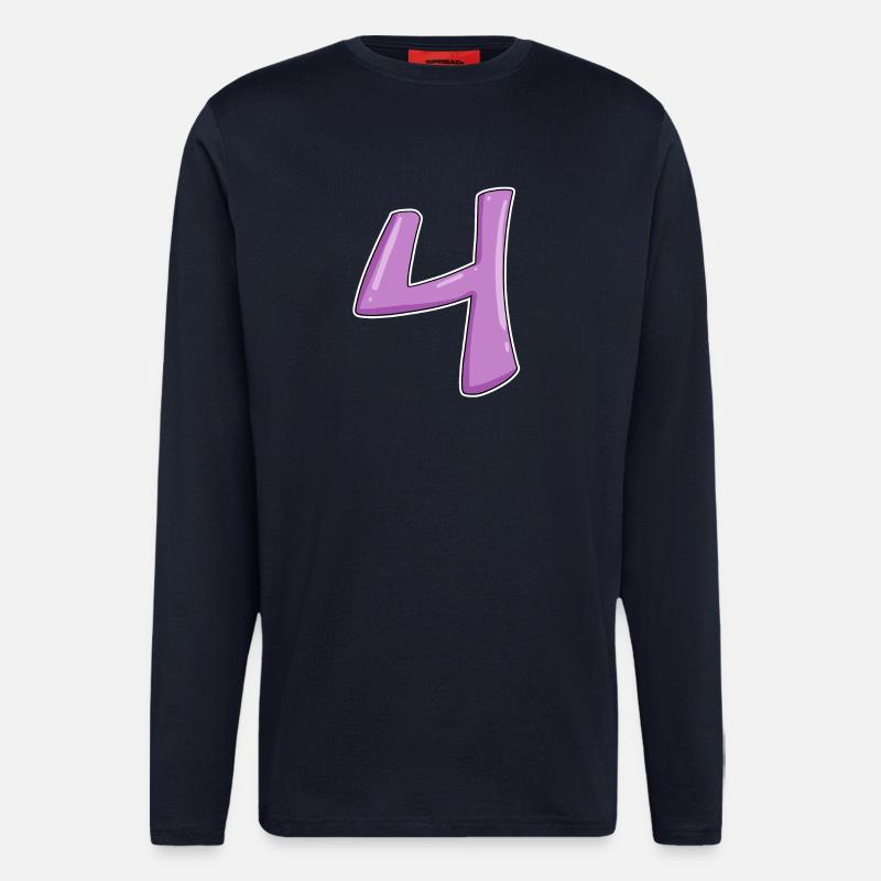 4 - Vier Zahl Nummer - Langarmshirt - made by SPREAD - DARK NAVY