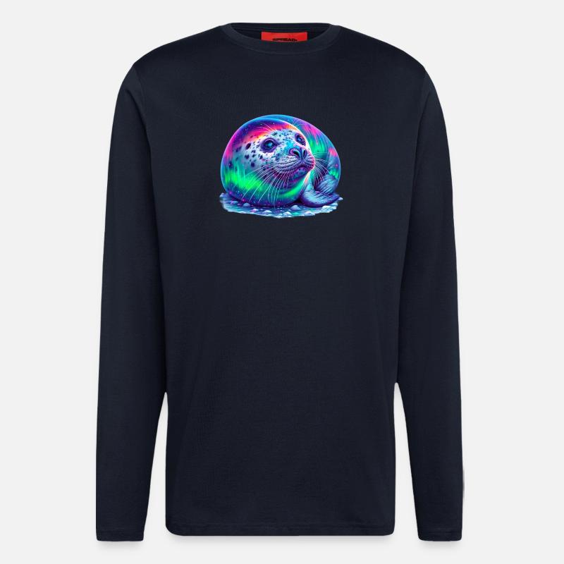 Aurora Borealis Siegel - Langarmshirt - made by SPREAD  - DARK NAVY
