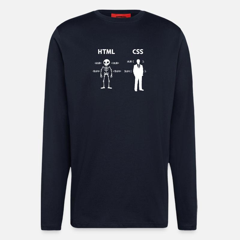 Code Css C++ Php Java Developer Code Scripting - Maglia a maniche lunghe ecologica casual Made in UE - DARK NAVY