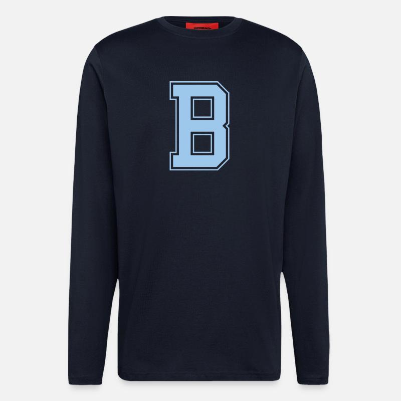 Monogramm Hellblau Varsity College Initiale B - Langarmshirt - made by SPREAD  - DARK NAVY