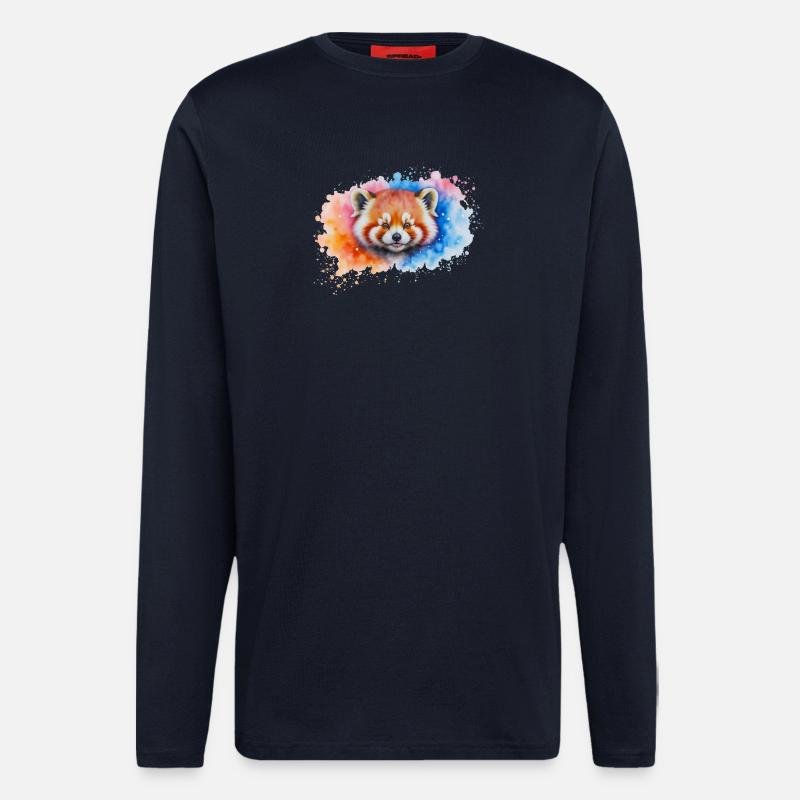 Wasserfarbener Roter Panda Splash - Langarmshirt - made by SPREAD - DARK NAVY