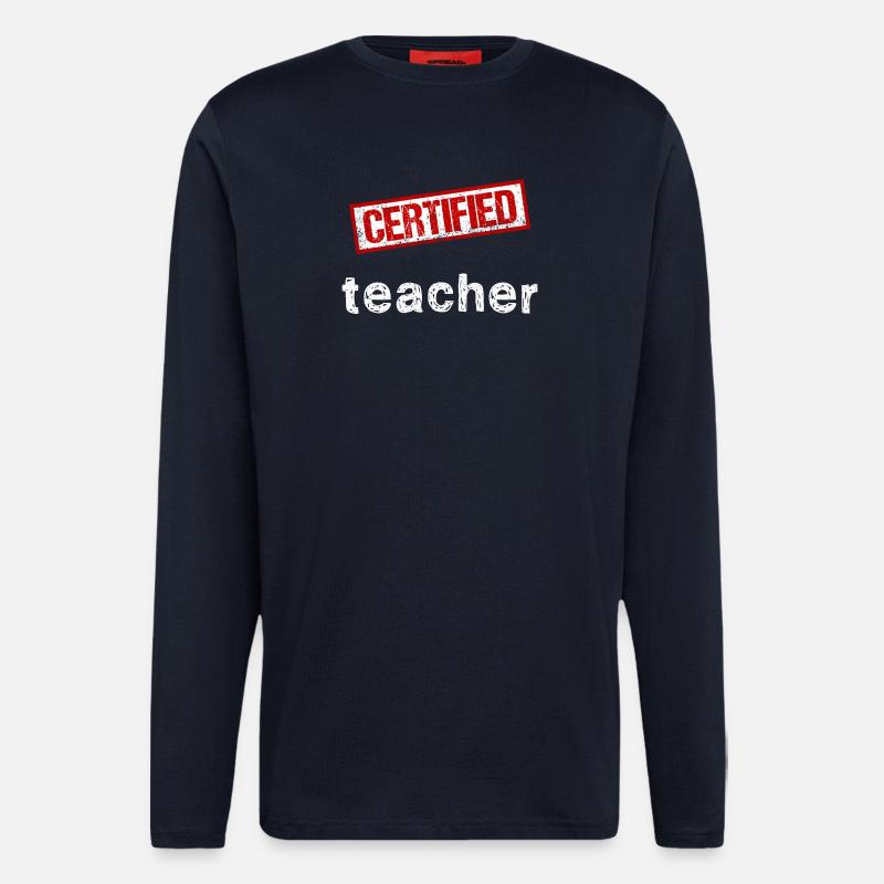 Enseignant certifié - Graphismes estampés - Manches longues bio décontracté fabriqué en UE - DARK NAVY