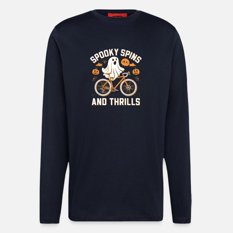 Spooky Spins Halloween Bicycle Tee - Longsleeve - made by SPREAD  - DARK NAVY