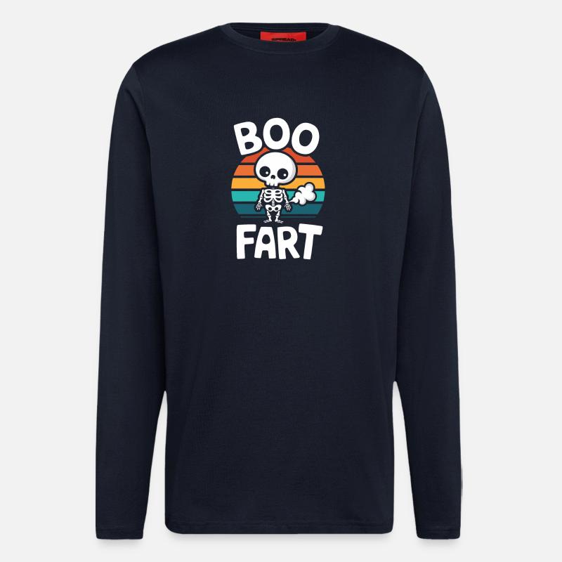 Farting Skeleton – Funny Halloween - Longsleeve - made by SPREAD  - DARK NAVY