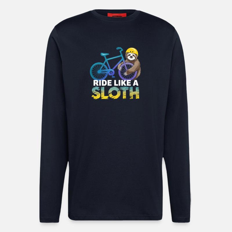 Faultier Biker mit Helm - Langarmshirt - made by SPREAD  - DARK NAVY