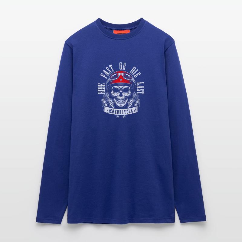 Fahre schnell oder stirb Skull Moto Art Langarmshirt - made by SPREAD 