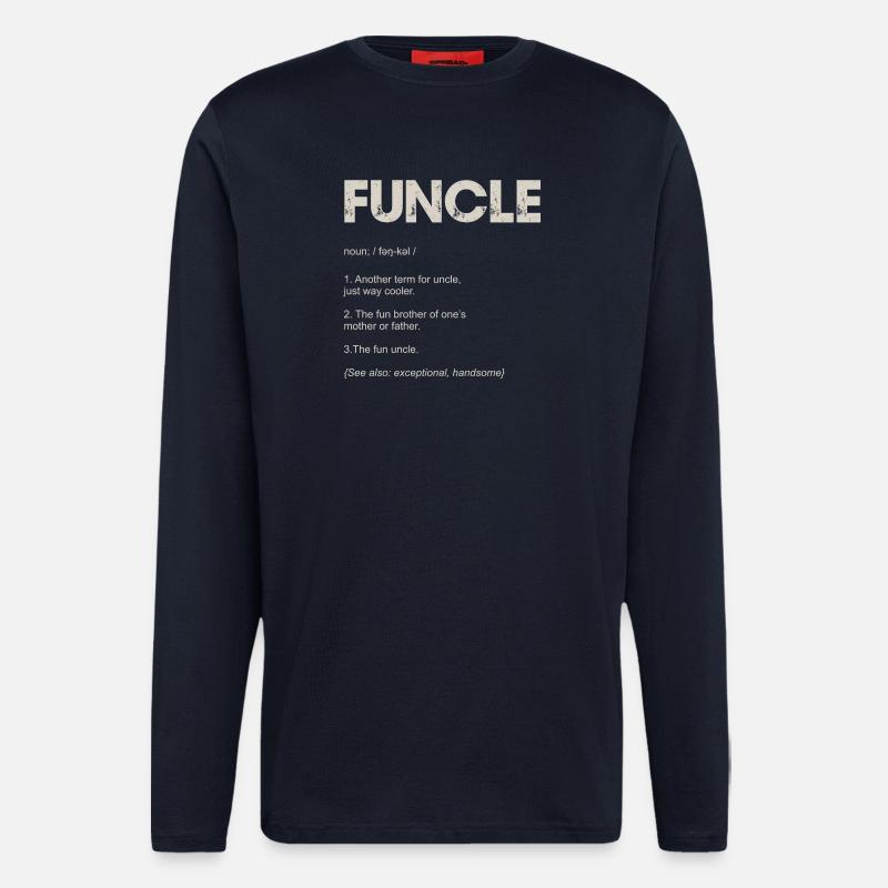 Foncle Typography Tee Design - Manches longues bio décontracté fabriqué en UE - DARK NAVY
