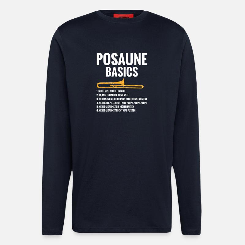 Posaune Basics Regeln Blaskapelle Blasmusik - Langarmshirt - made by SPREAD  - DARK NAVY