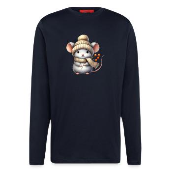 entzückende Maus mit einer warmen Strickmütze - Langarmshirt - made by SPREAD  - DARK NAVY - Vorne