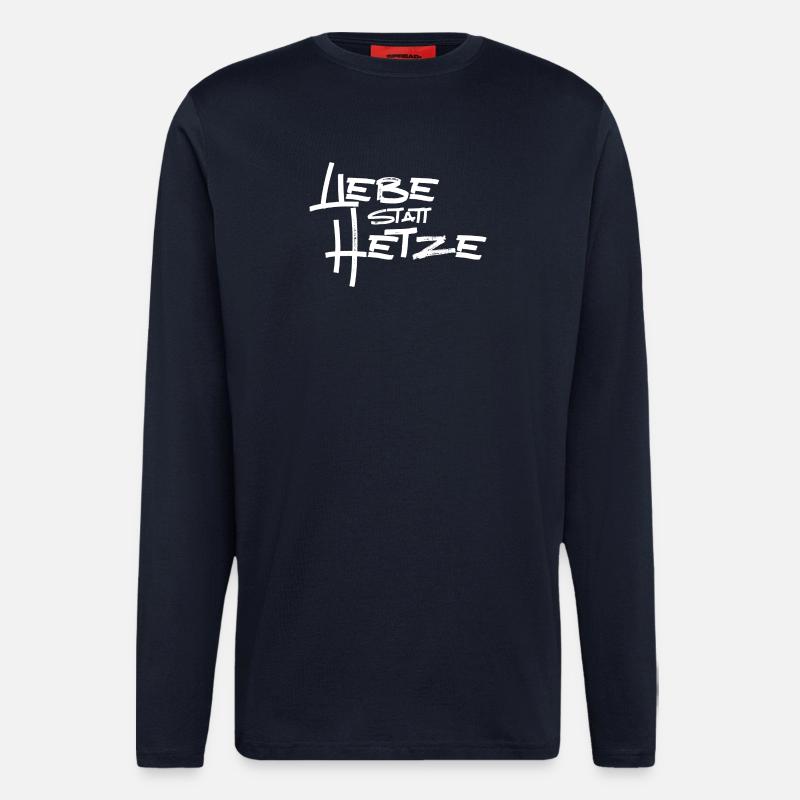 Liebe statt Hetze - Langarmshirt - made by SPREAD  - DARK NAVY