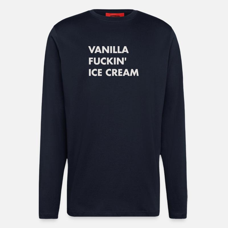 Vanille Eis - beiger Schriftzug - Langarmshirt - made by SPREAD  - DARK NAVY