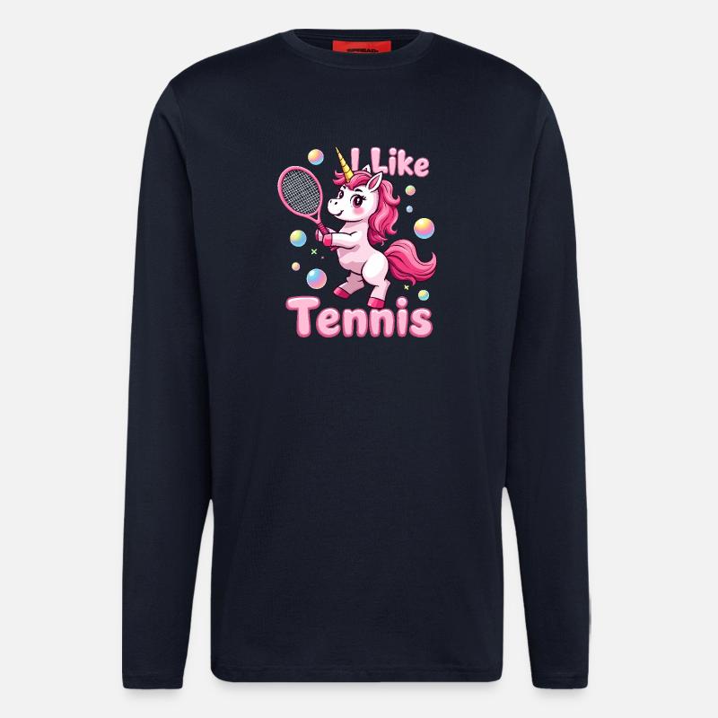 Einhorn Tennis Kinder Geschenk - Langarmshirt - made by SPREAD - DARK NAVY