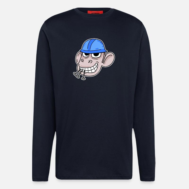 Affe Baustelle Bauarbeiter - Langarmshirt - made by SPREAD  - DARK NAVY
