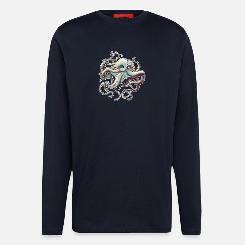 Whimsical Octopus with Dreamy Expression - Longsleeve - made by SPREAD - DARK NAVY