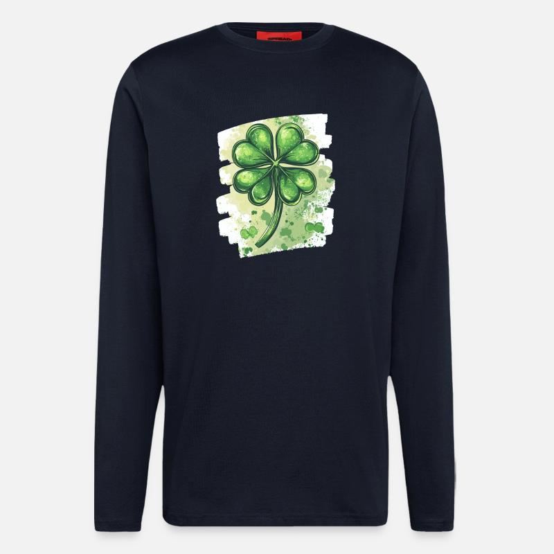 Trèfle de la Saint-Patrick - Manches longues bio décontracté fabriqué en UE - DARK NAVY