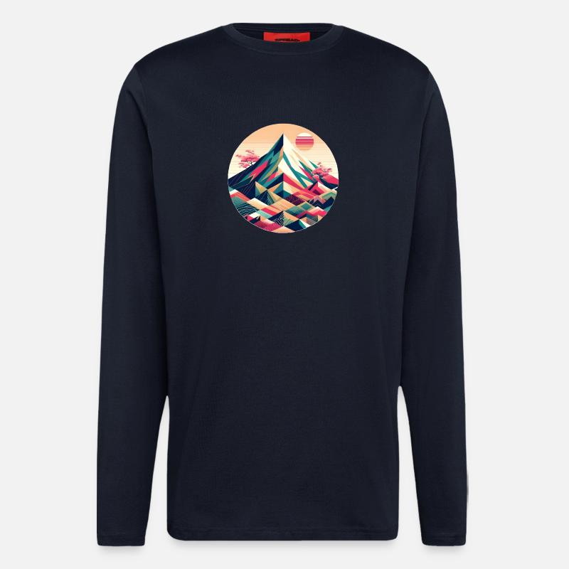 Geometric Mount Fuji - Langarmshirt - made by SPREAD - DARK NAVY