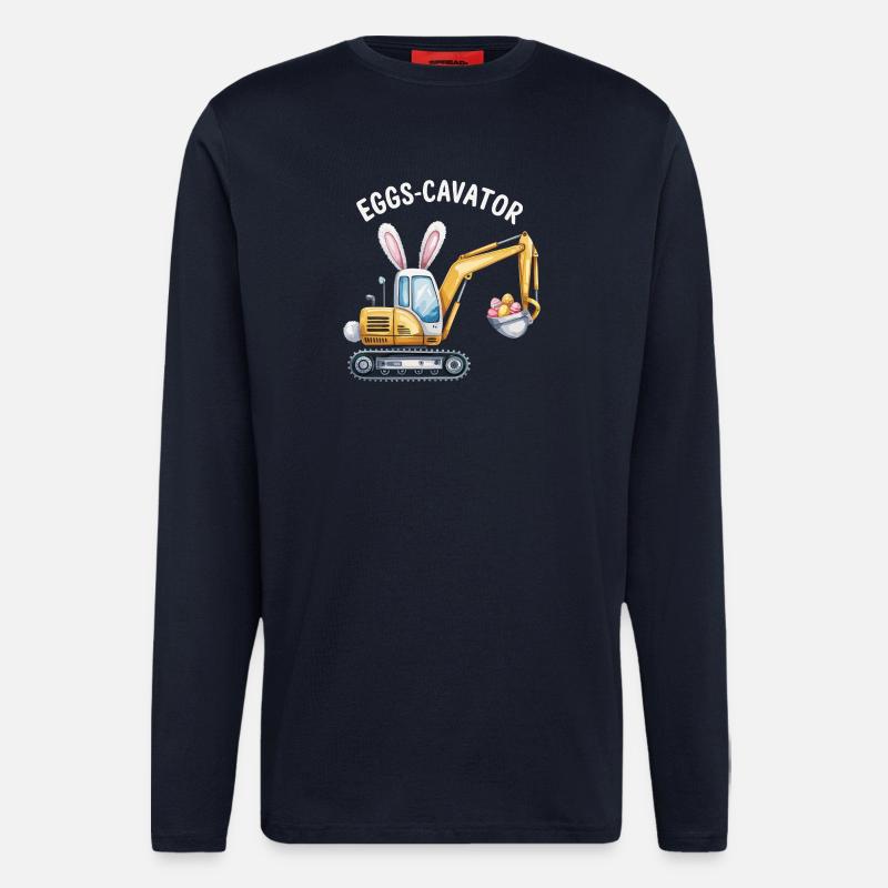 Eggs-cavator Oster-Bagger mit Hasenohren - Langarmshirt - made by SPREAD  - DARK NAVY