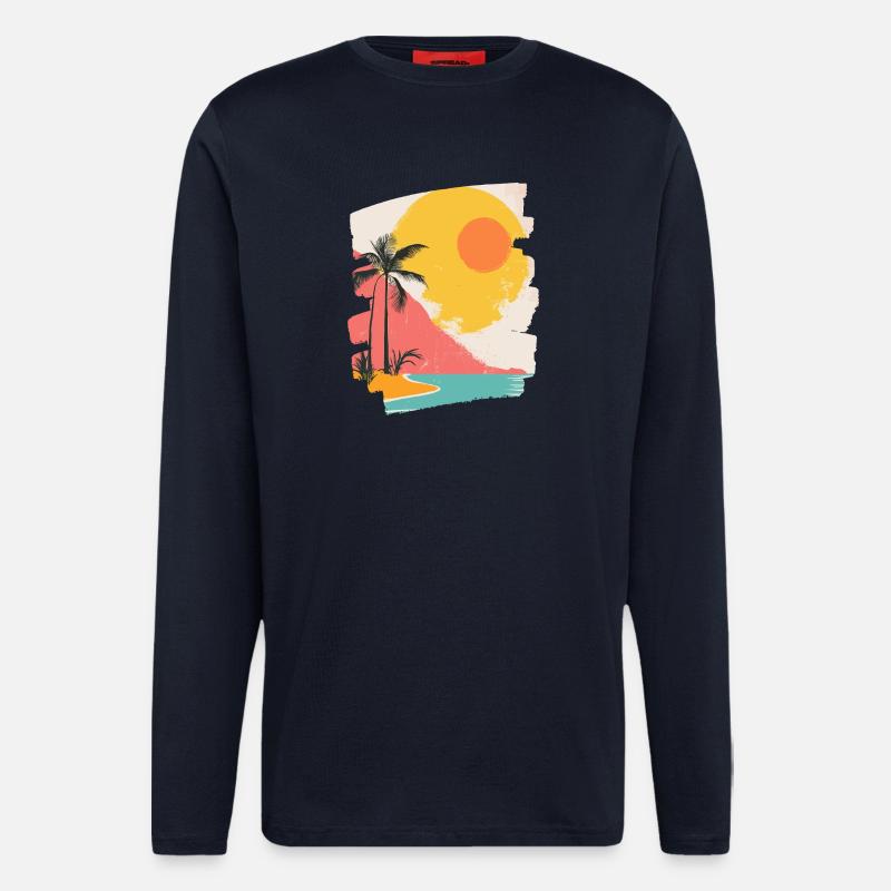 Summer Palm Tree Sunset - Longsleeve - made by SPREAD  - DARK NAVY