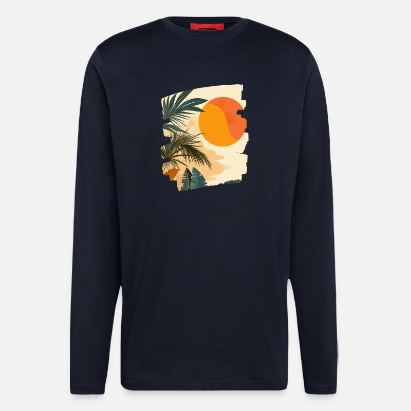 Summer Palm Tree Sunset - Longsleeve - made by SPREAD  - DARK NAVY