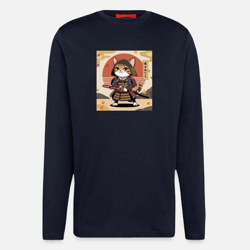 Samurai Katze – Japanisches Krieger Katzen Design - Langarmshirt - made by SPREAD  - DARK NAVY