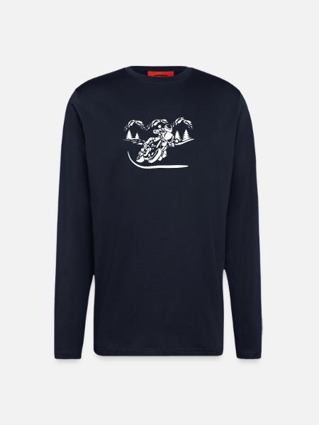 Motorrad Waldsilhouette - Langarmshirt - made by SPREAD  - DARK NAVY