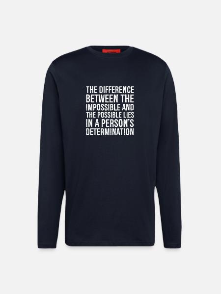 la différence entre l’impossible et le - Manches longues bio décontracté fabriqué en UE - DARK NAVY