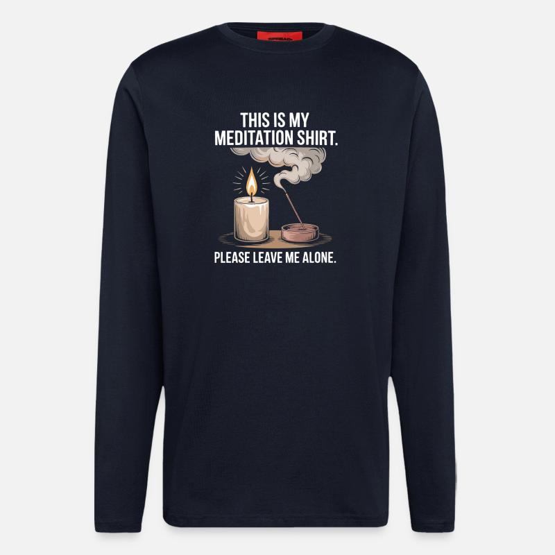 Funny Meditation Introvert Mindfulness Design - Manches longues bio décontracté fabriqué en UE - DARK NAVY