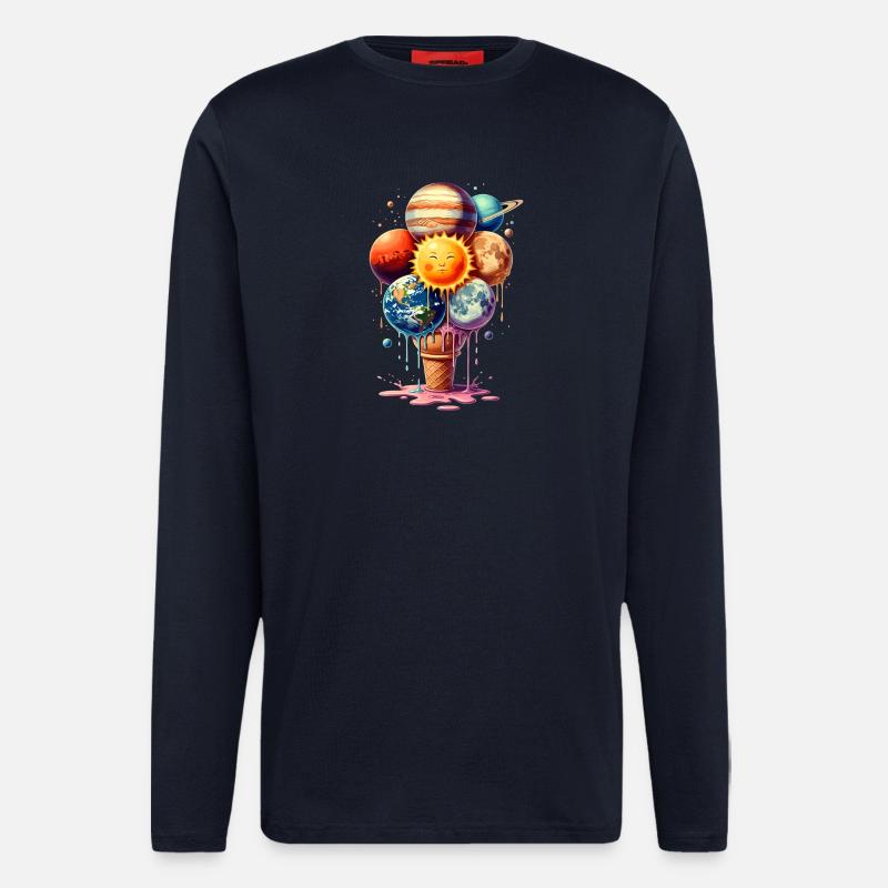Eiscreme Planeten Waffeleis Sonnensystem - Langarmshirt - made by SPREAD  - DARK NAVY