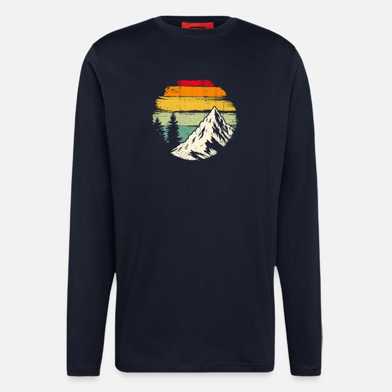 Retro Sunset Ridge Mountain - Longsleeve - made by SPREAD  - DARK NAVY