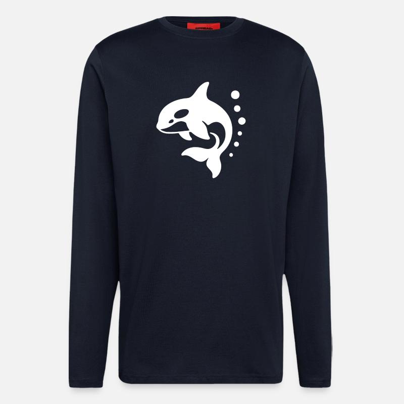 Minimalistisches Delfin-Silhouetten-Design - Langarmshirt - made by SPREAD  - DARK NAVY