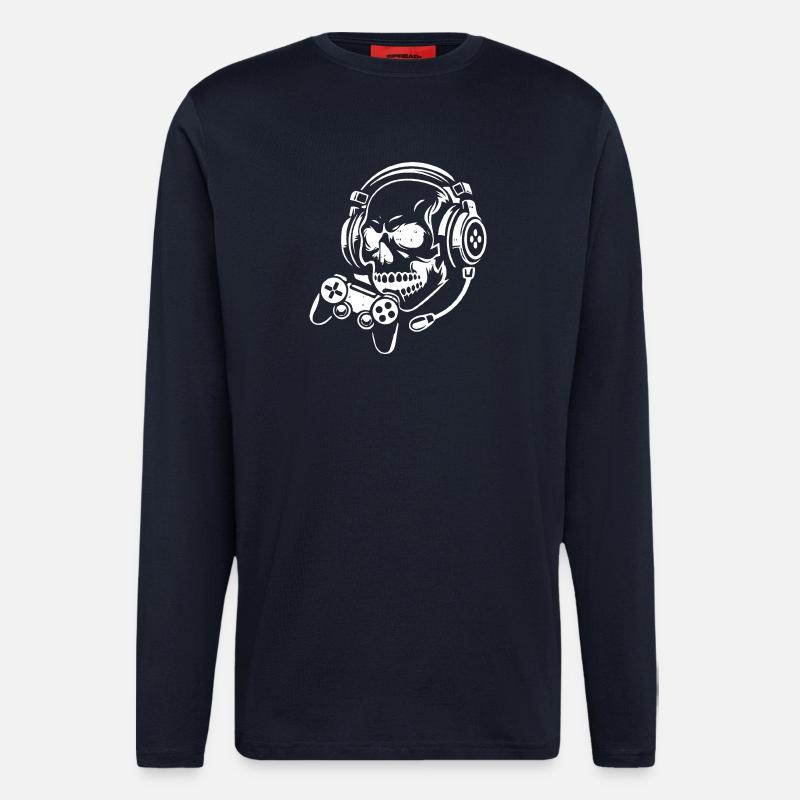 Skull with Gaming Headset Design - Longsleeve - made by SPREAD  - DARK NAVY
