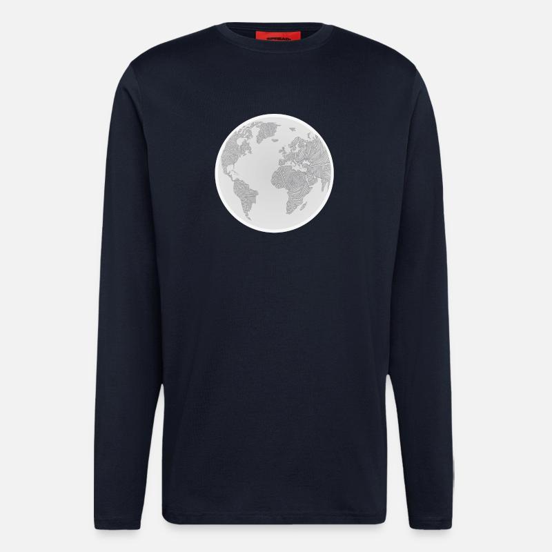 Geometrischer Globus Design - Langarmshirt - made by SPREAD  - DARK NAVY