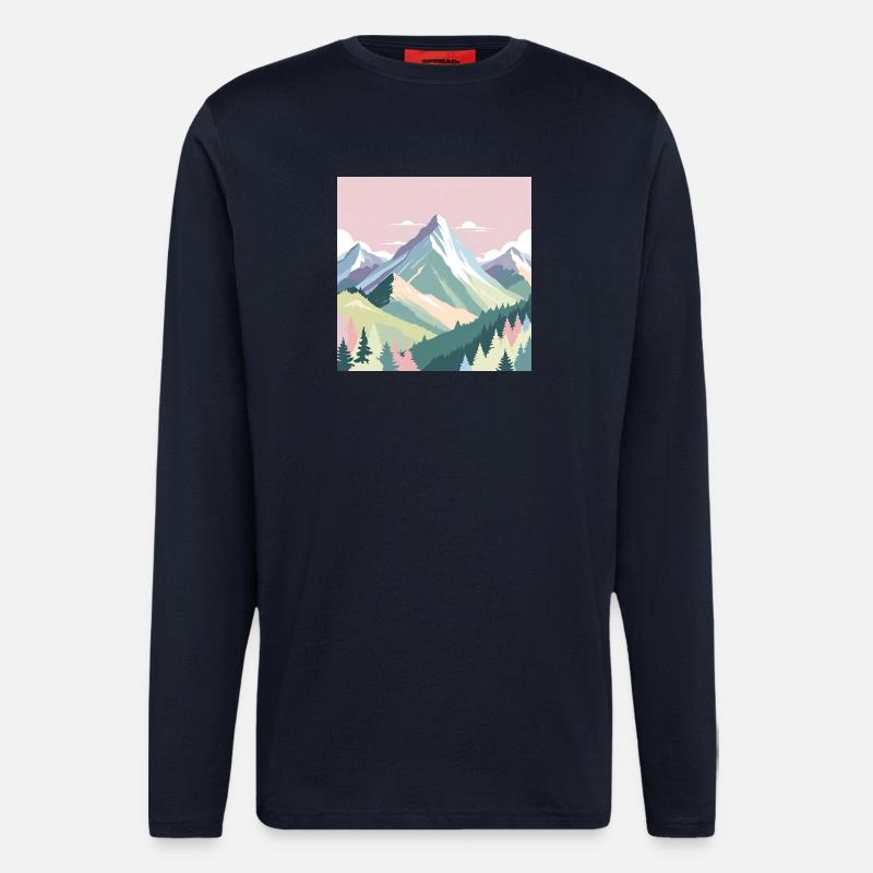 Abstrakte Berglandschaft mit Pastellfarben - Langarmshirt - made by SPREAD - DARK NAVY