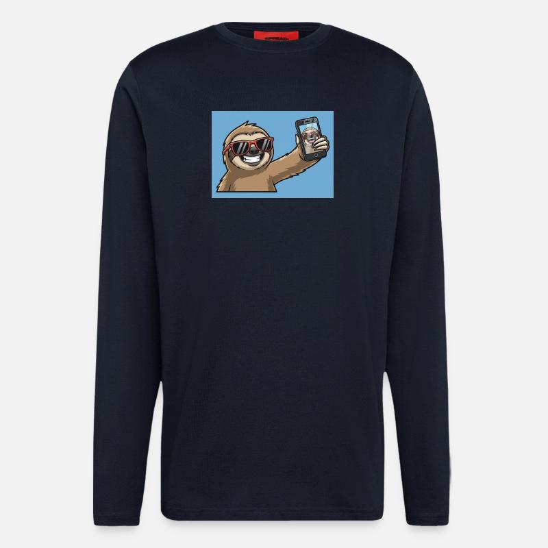 Cooler Sloth Selfie Design - Langarmshirt - made by SPREAD  - DARK NAVY