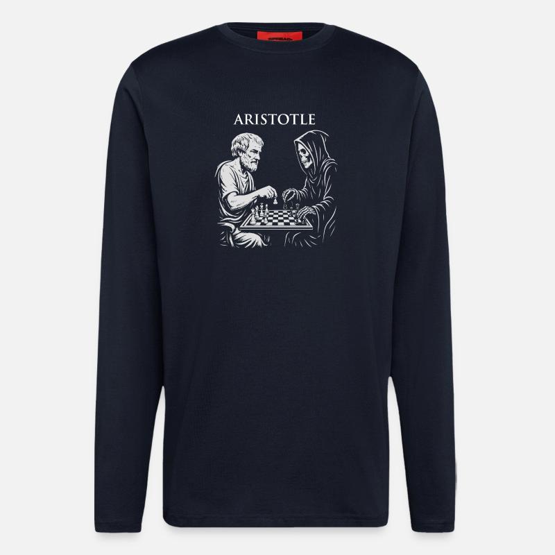 Aristoteles und grimmiger Raper Schachillustration - Langarmshirt - made by SPREAD - DARK NAVY