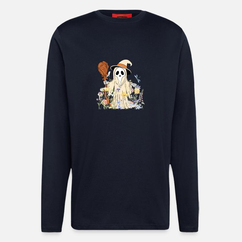 Skurriler Sensenmann mit blumigen Akzenten - Langarmshirt - made by SPREAD  - DARK NAVY