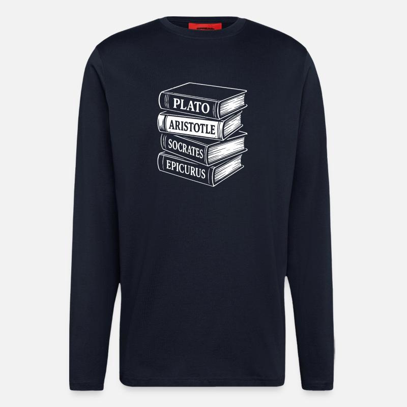 Classical Philosophers Book Stack Design - Longsleeve - made by SPREAD  - DARK NAVY