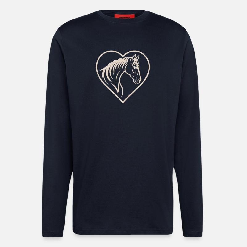 Herz und Pferd Silhouette Design - Langarmshirt - made by SPREAD - DARK NAVY