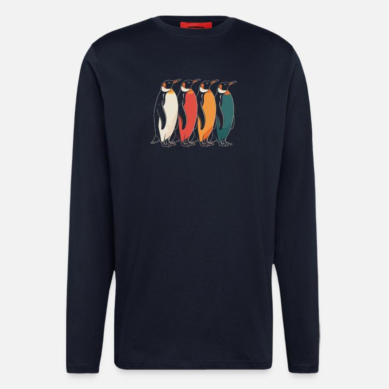 Farbenfrohe Pinguine - Langarmshirt - made by SPREAD - DARK NAVY
